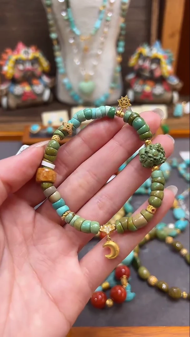 18K金镶嵌绿松石手链绿松石手链