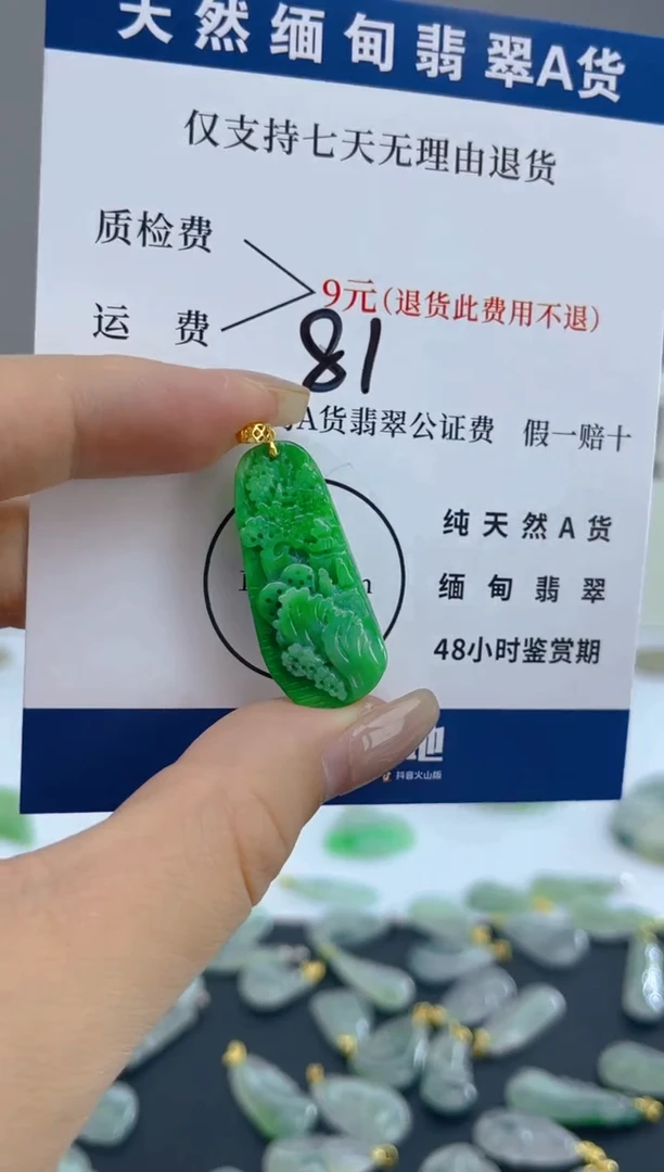 颈饰18K金镶嵌翡翠天然A货翡翠  81