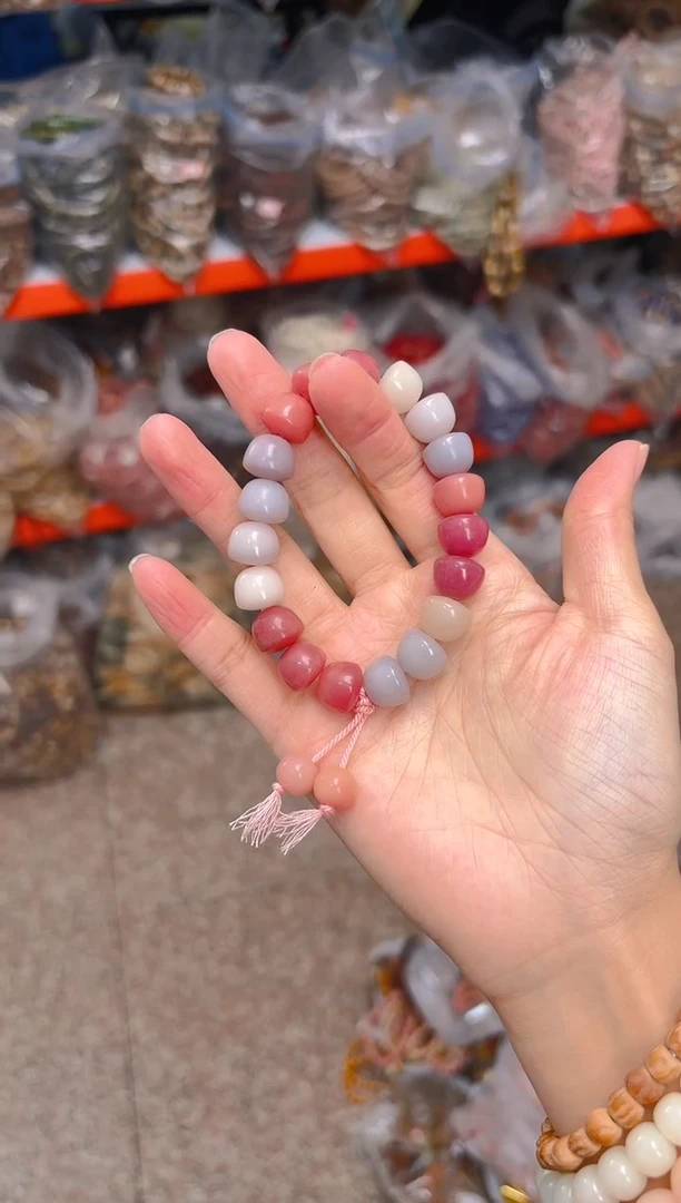 吊坠菩提根/象牙果粉紫色碗珠单圈