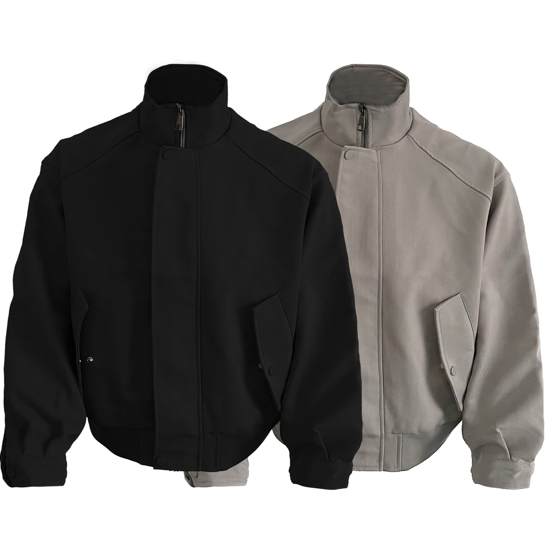 Dehz25FW美式cleanfit纯色立领工装外套男女宽松休闲短款夹克上衣