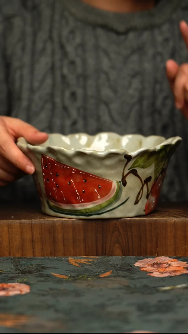 瓷片釉下彩手工手绘同款陶器