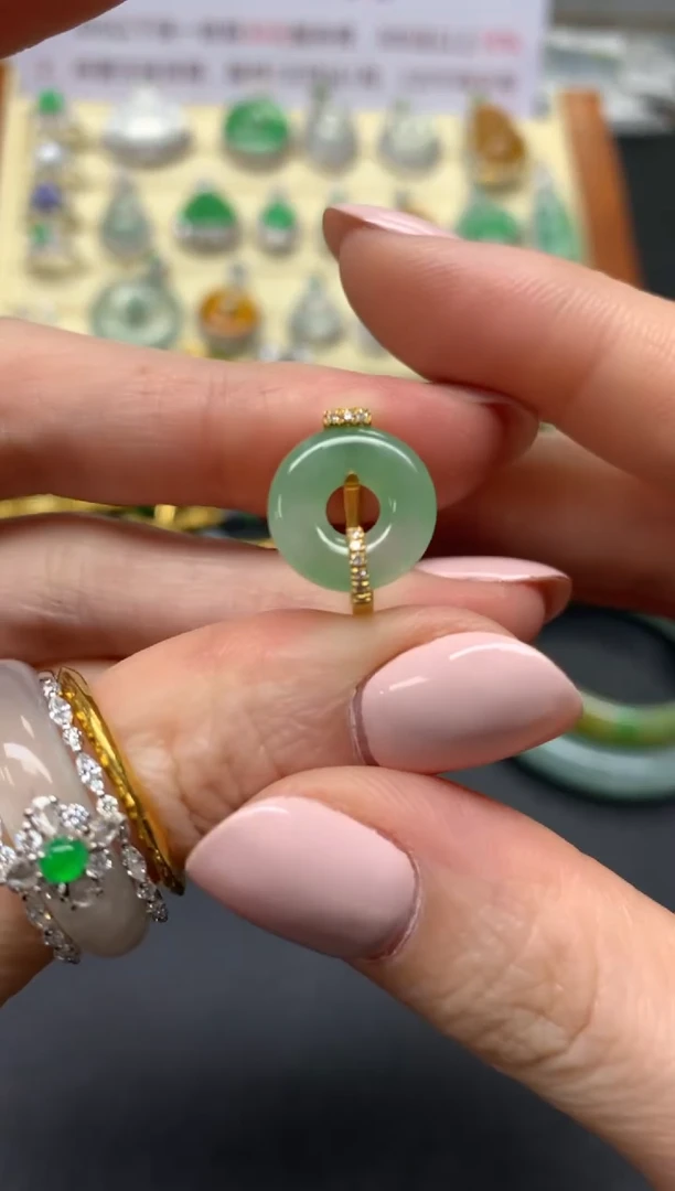 翡翠戒指18K金镶嵌戒指|2000+200