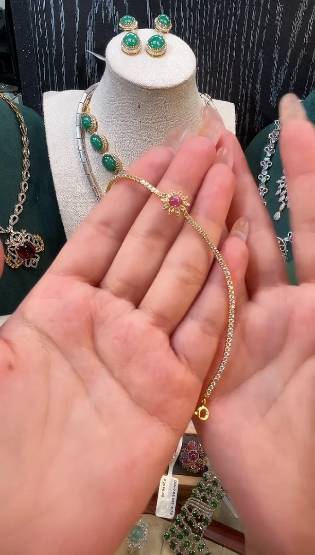 银S925镶嵌手链红宝石手链