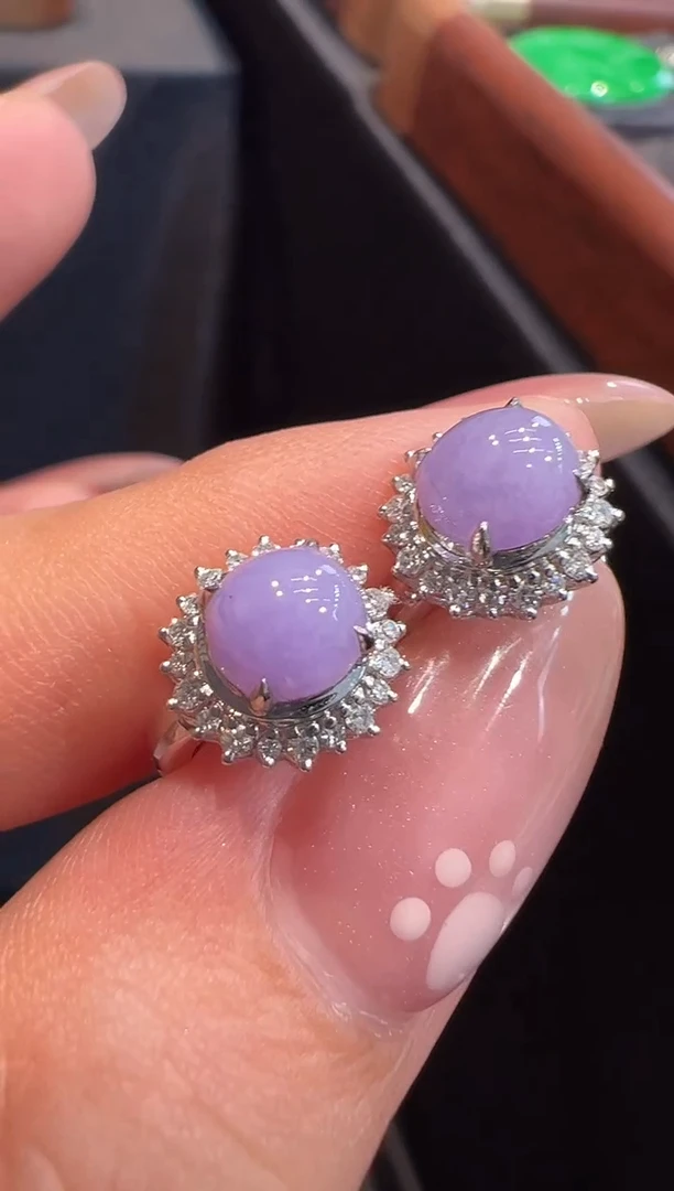 翡翠18K金镶嵌耳饰耳饰