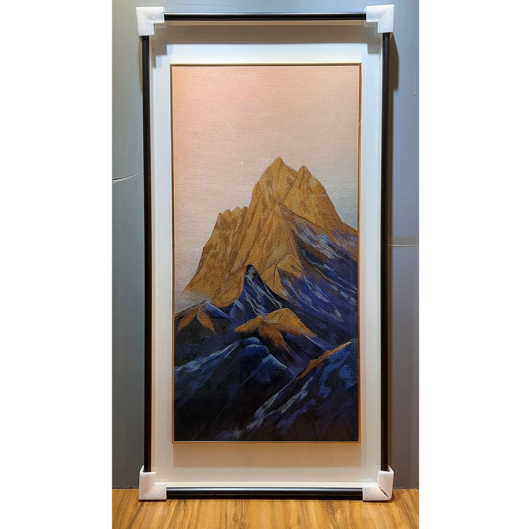 日照金山织锦绣工艺装饰画 80×160cm 客厅背景墙立体浮雕山水挂画