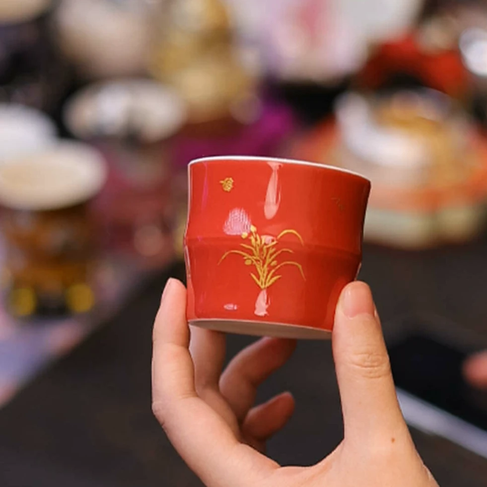 SJ00696 丹红-四君子竹节主人杯