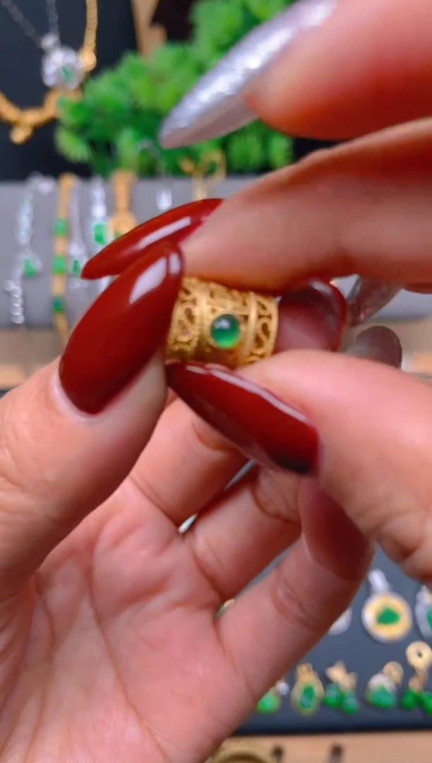 吊坠(不含链)银S925镶嵌翡翠桶珠