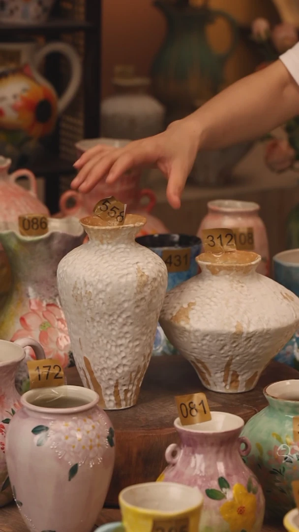 陶瓷558景德镇设计师手作花器摆件侘寂风2个