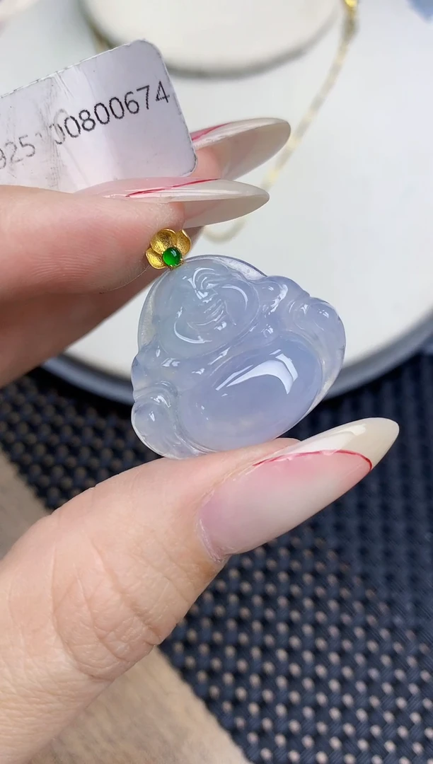 颈饰18K金镶嵌翡翠149   天然翡翠A货  百元以上9米证书费自理