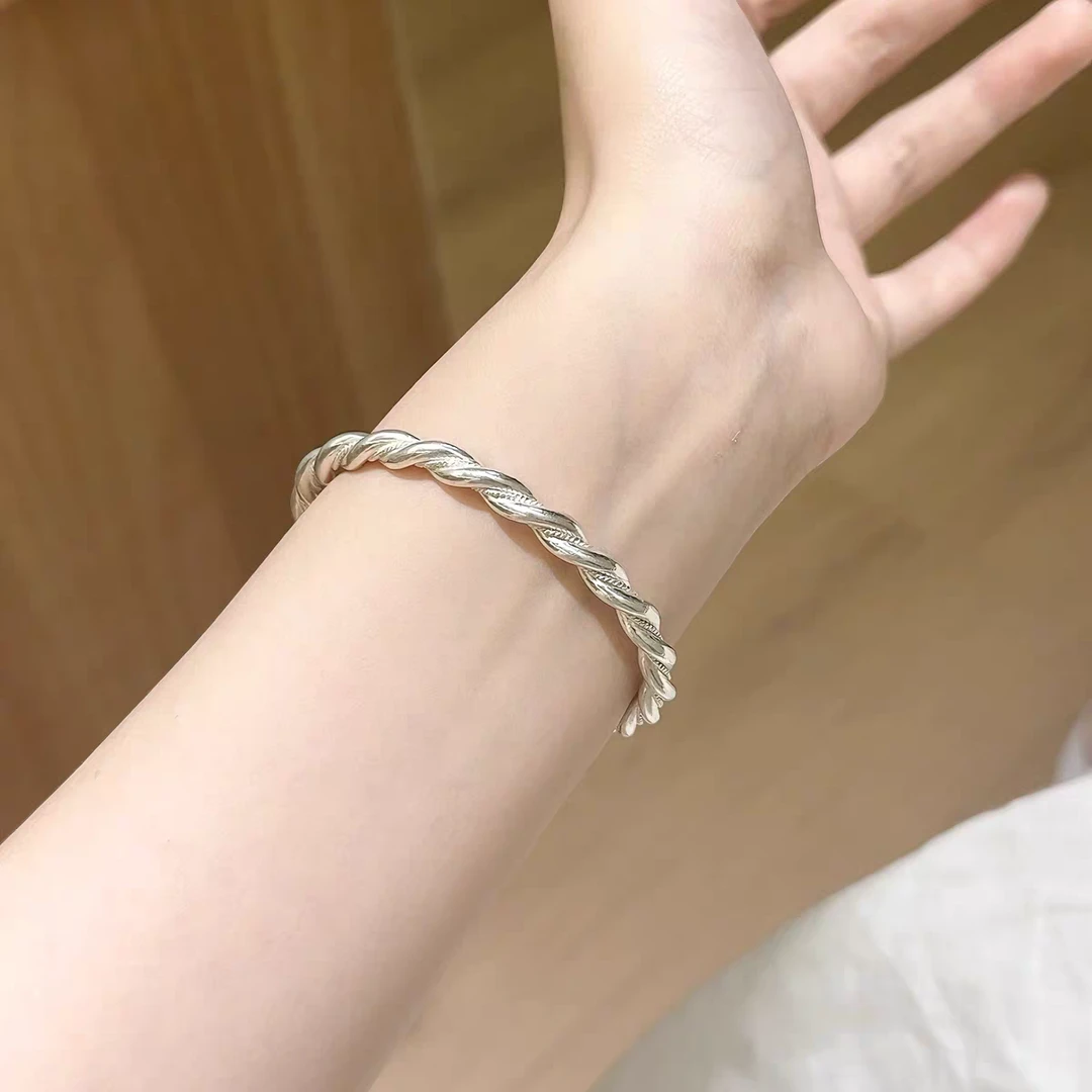 非金属珐琅手镯 999.9银麻花手镯