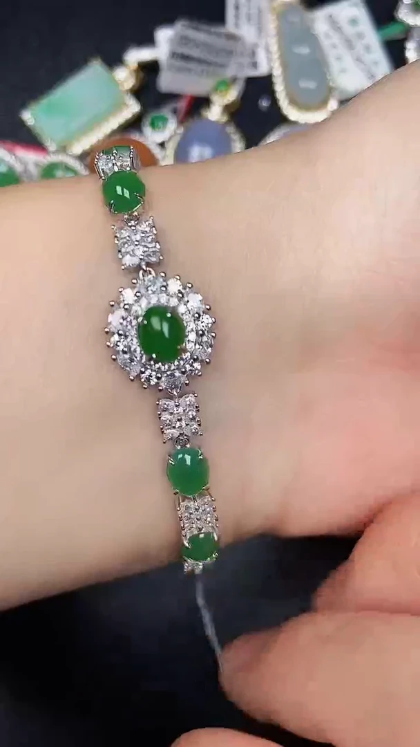 银S925镶嵌戒指翡翠3810