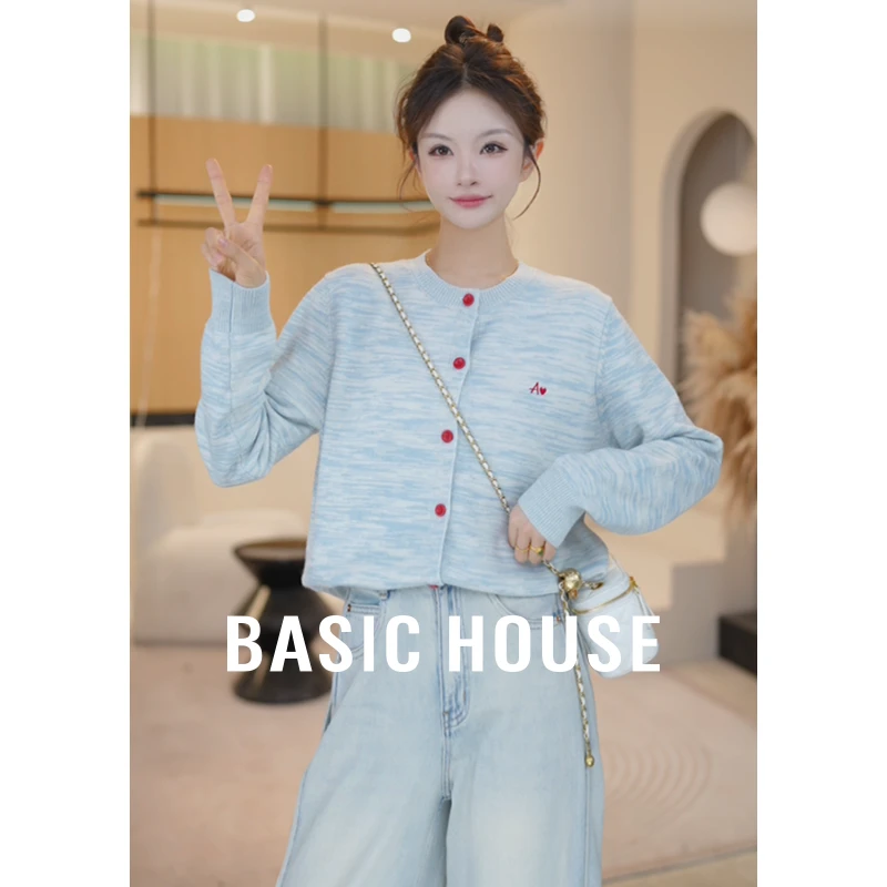Basic House/百家好秋季新款显瘦网红宽松针织开衫B1195B51A12