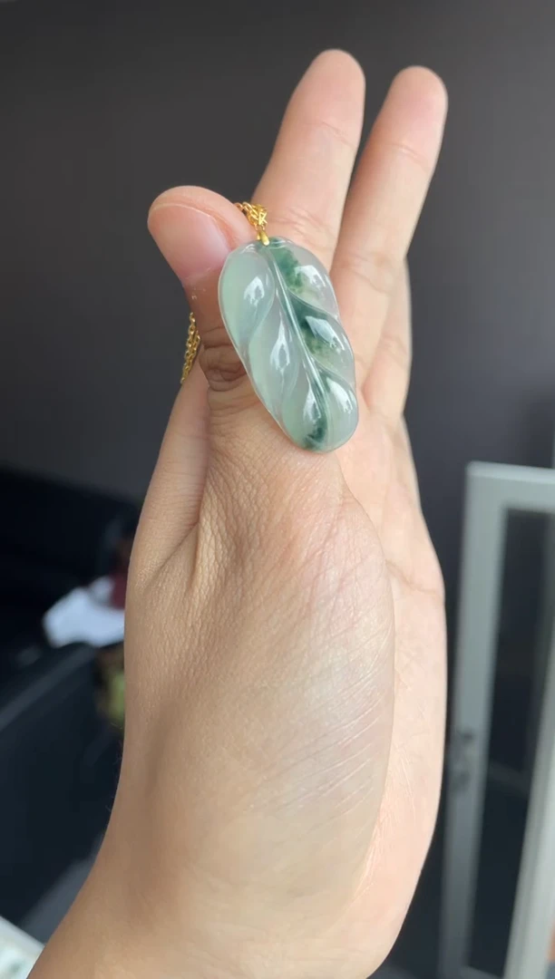 吊坠(不含链)18K金镶嵌翡翠天然缅甸A货翡翠