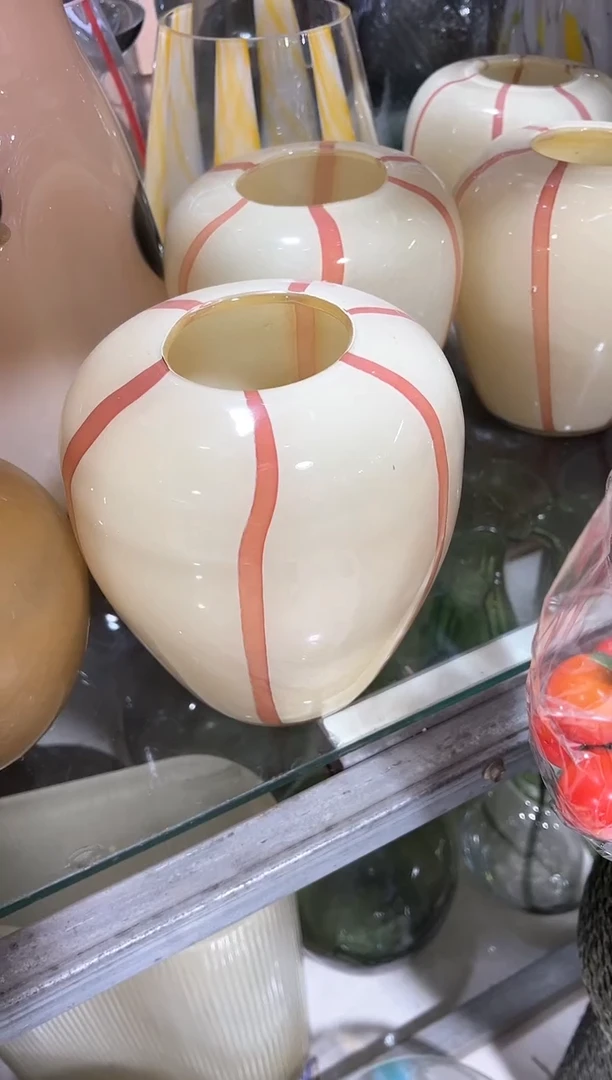 【闪购商品】无铅玻璃黄色条纹花瓶