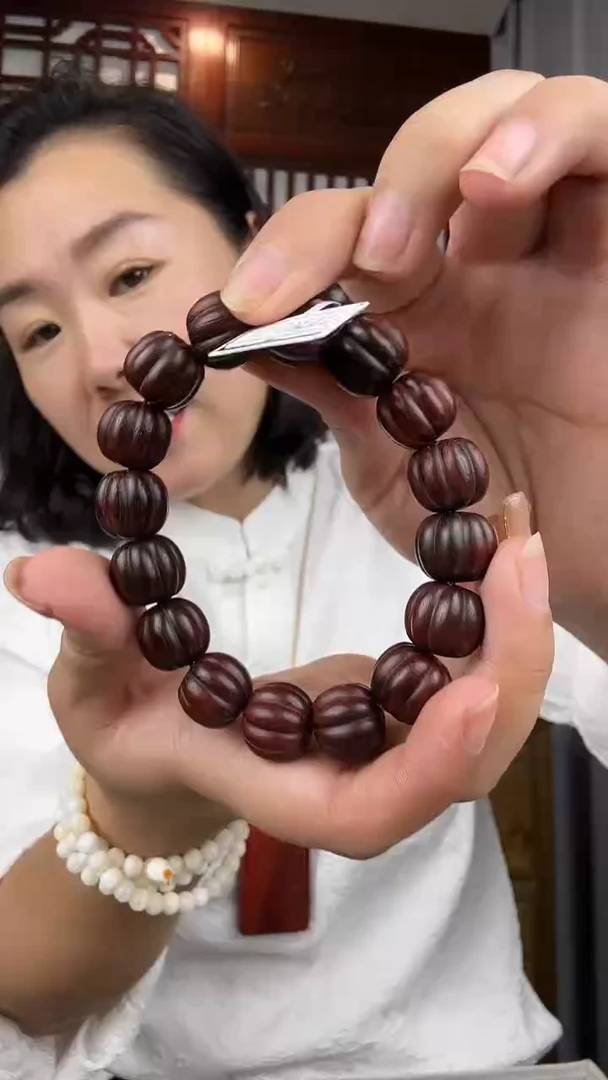 檀香紫檀(小叶紫檀)小叶紫檀卡1.5灯笼珠手串
