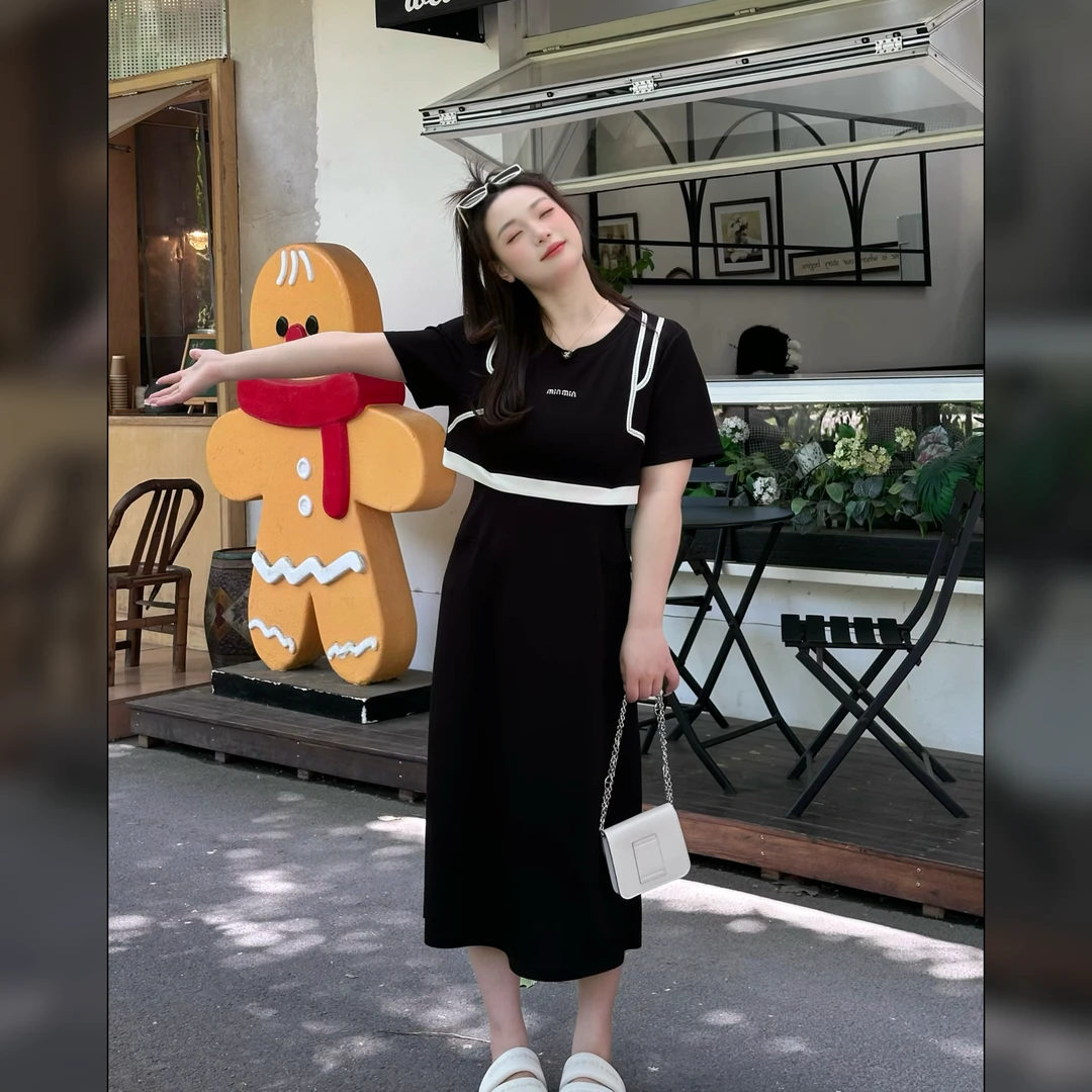 楠序【休闲特调】魏魏微胖女装夏季遮肚子显瘦连衣裙NX13226