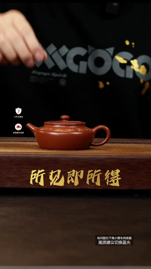 茶壶紫砂原矿小煤窑朱泥刻绘扁晨