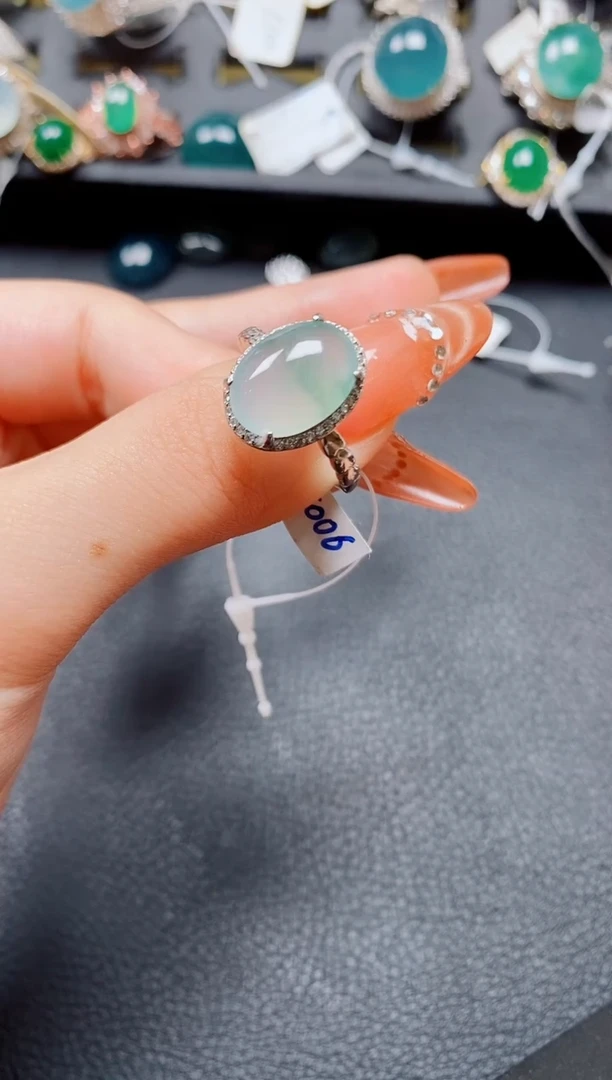 翡翠戒指银S925镶嵌翡翠