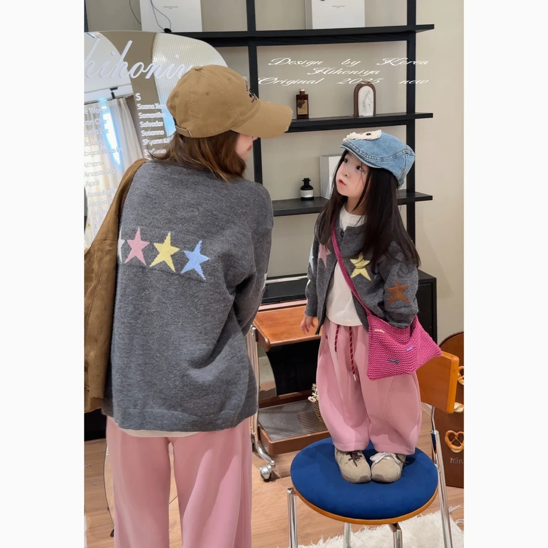 【彩绘幸运星】六Hihoniya~2025秋季亲子彩色星星复古时髦拉链毛衣