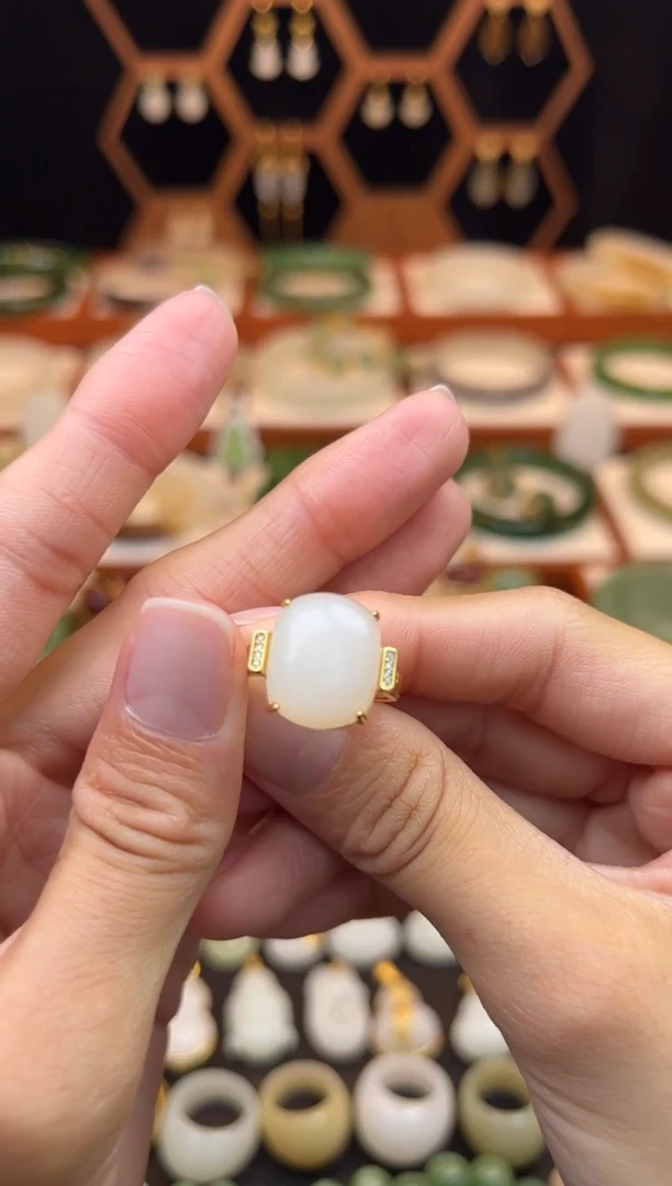 银S925镶嵌戒指和田玉盼***号福利