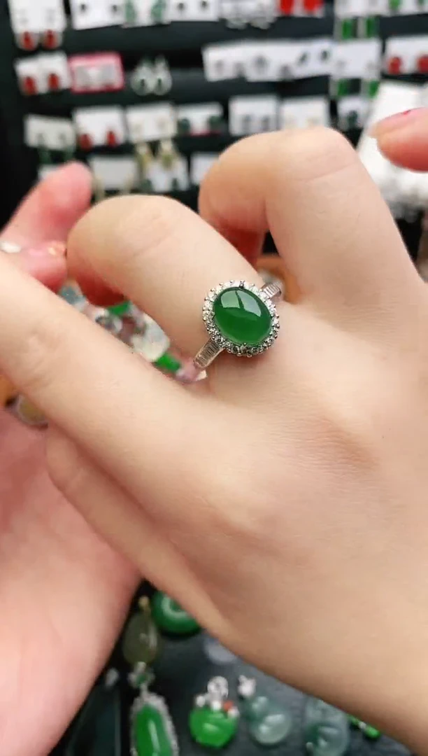 翡翠戒指银S925镶嵌戒指