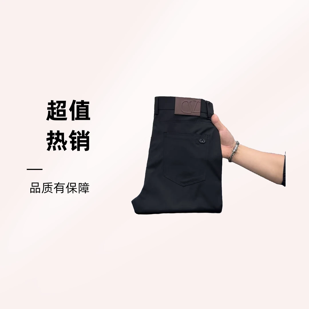 7901--男士时尚百搭直筒休闲裤弹力舒适多季节穿着黑色透气春夏