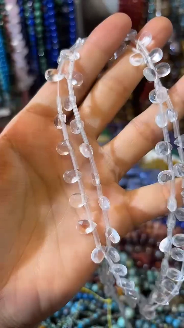 合金查罗石珠宝半成品白水水滴一条