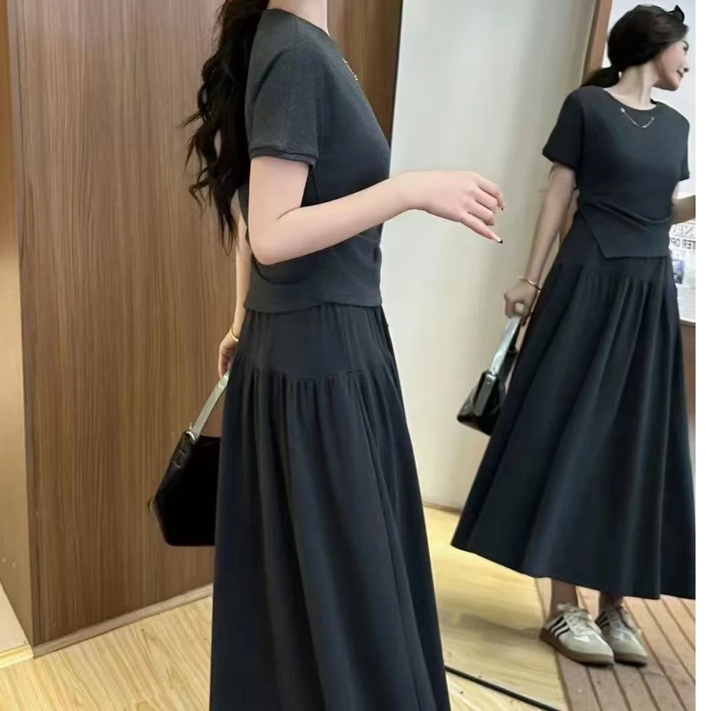 休闲风方领优雅气质裙时尚套装
