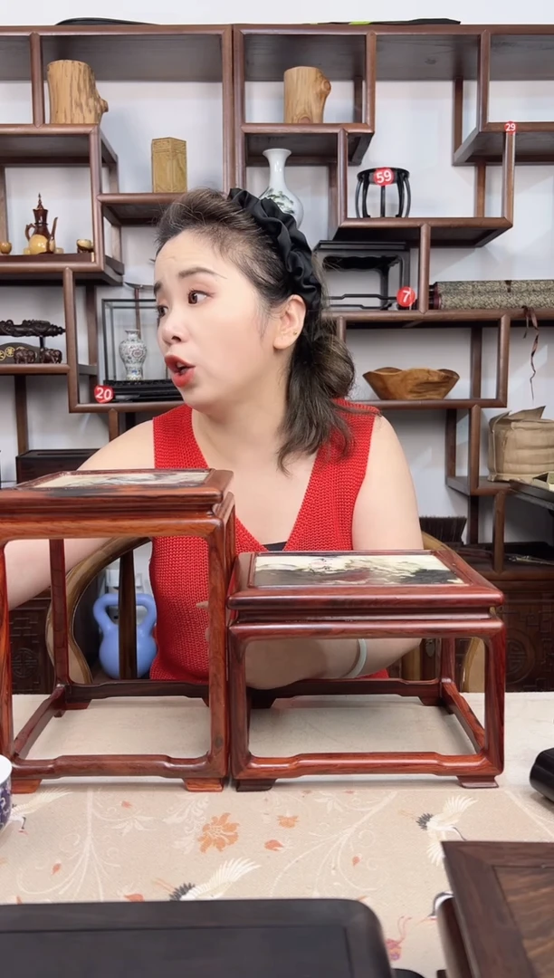 微凹黄檀（南美大红酸枝）花架2件套