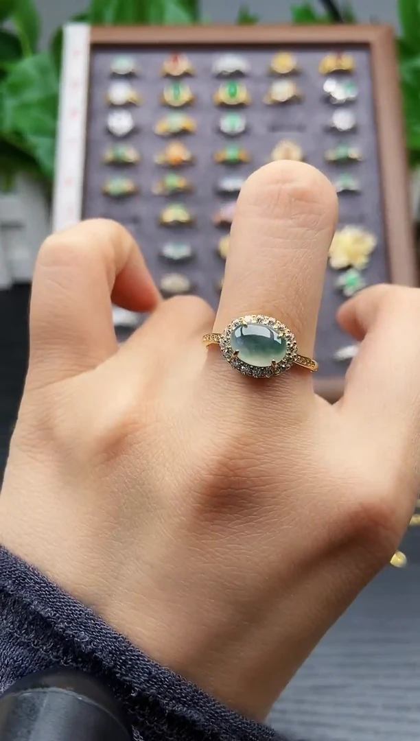 银S925镶嵌戒指翡翠12