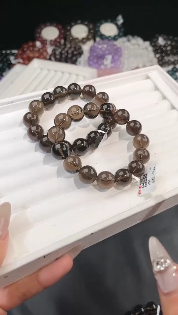 【闪购商品】水晶手链未镶嵌多样性发一茶晶14mm