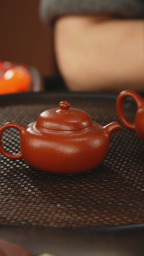 茶壶紫砂焕*柿圆 朱泥