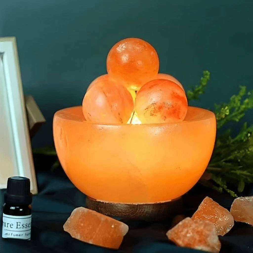 喜马拉雅盐灯聚宝盆盐灯圆球盐晶盐灯玫瑰盐时尚摆件