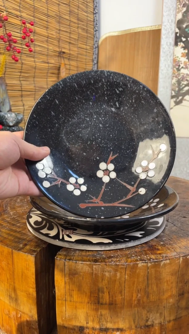 陶土3号链接纯手工日式餐盘直径20到手两只