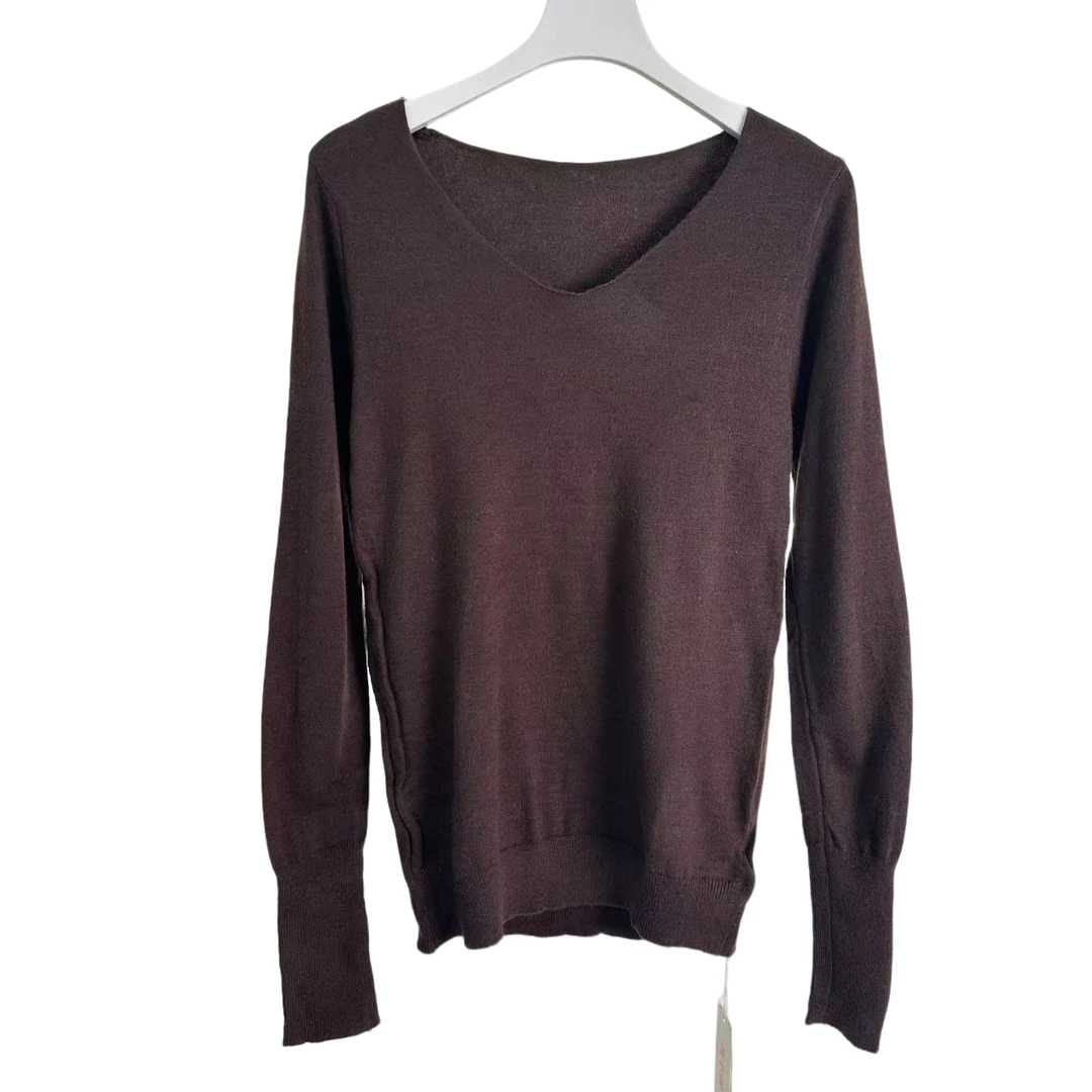 119长袖打底衫气质V领套头百搭毛衣大码高级感针织衫