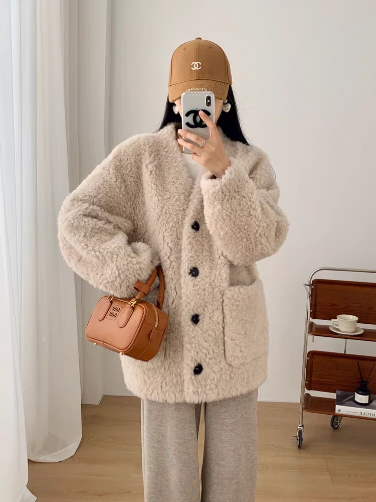 BAIFEI/【反季清货】秋冬新款高端休闲羊毛韩式大衣女oversize款