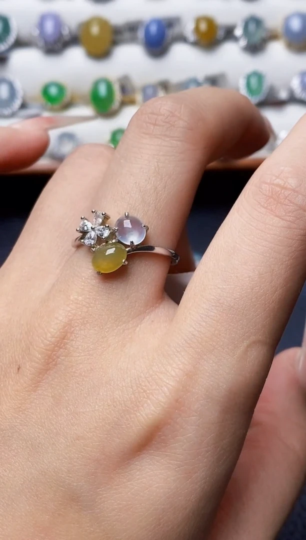 银S925镶嵌戒指翡翠6094