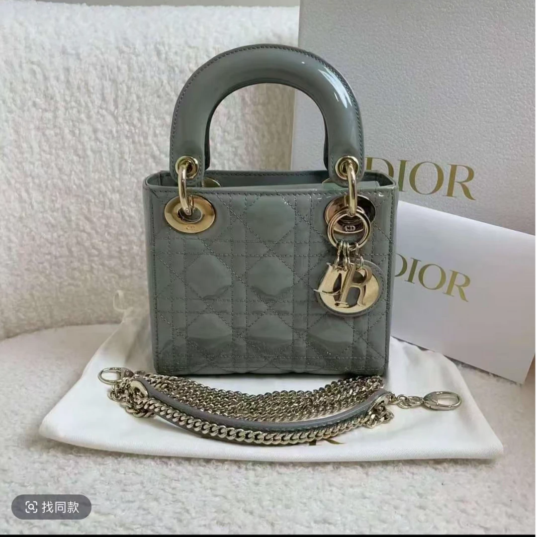 99新 DIOR/迪奥 戴妃Lady三格新款链条斜挎包【总仓】BGH401760089