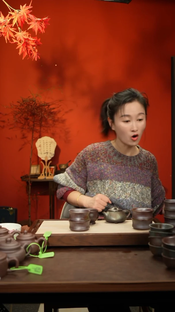 【闪购商品】紫砂茶壶柴烧竹节杯4只6号