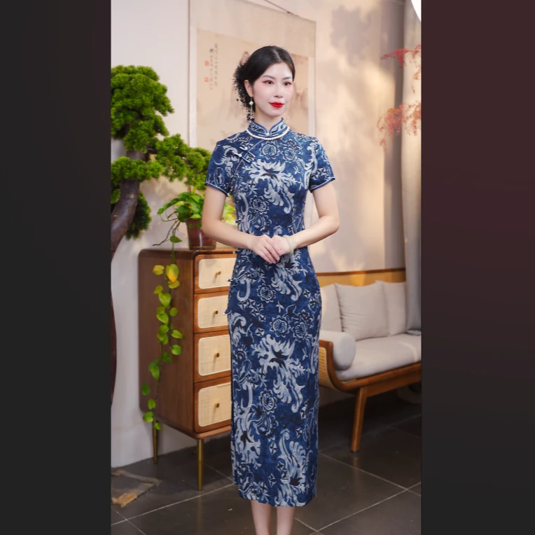 花落  2025新款改良旗袍气质日常优雅经典旗袍修身复古显瘦