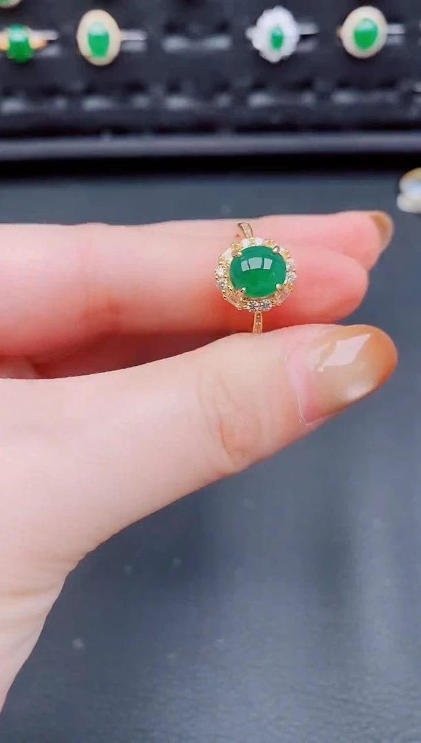 【闪购商品】翡翠戒指银S925镶嵌天然a货翡翠148