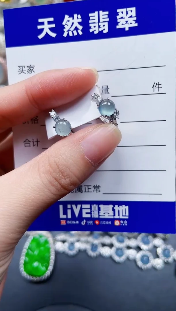 银S925镶嵌翡翠耳饰166