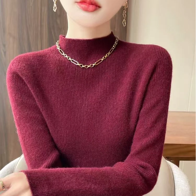 【杜娟精选】一线成衣女士打底衫修身毛衣保暖加厚针织衫套头半高领