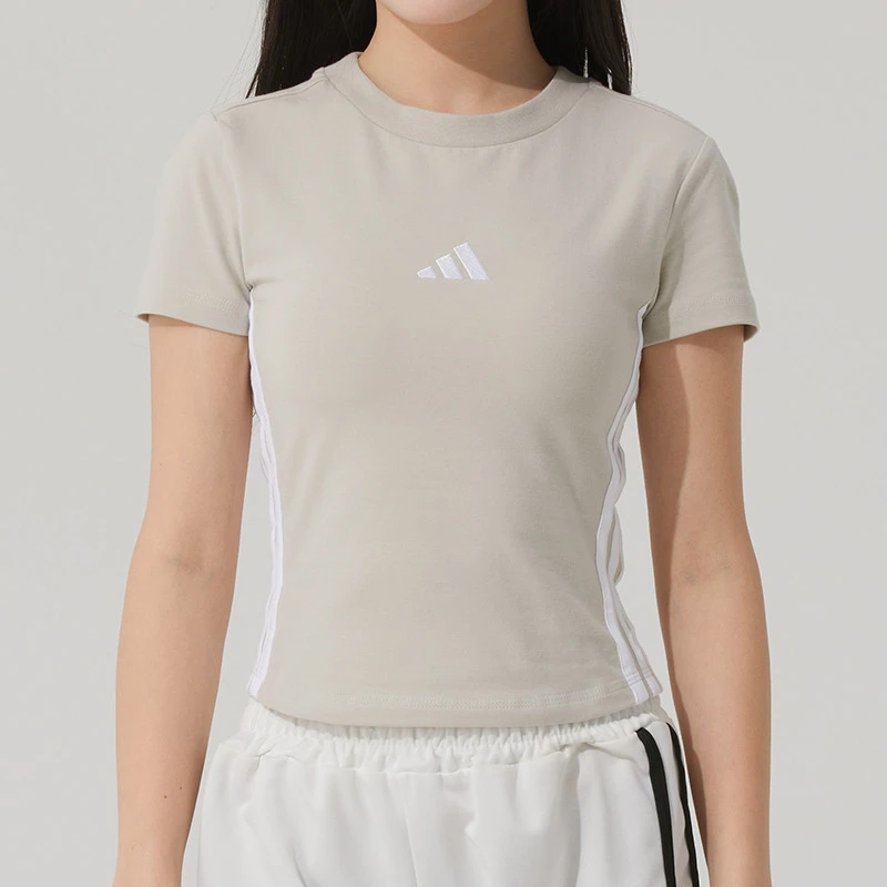 【专属】阿迪达斯短袖上衣女2025夏季新款休闲修身半袖T恤JE1247
