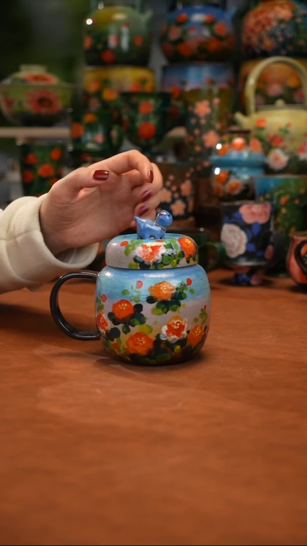 紫砂油画手绘釉下彩