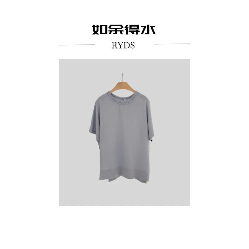 一半『丝语萋萋』2025春夏新款夏季轻薄莱赛尔天丝短袖52019