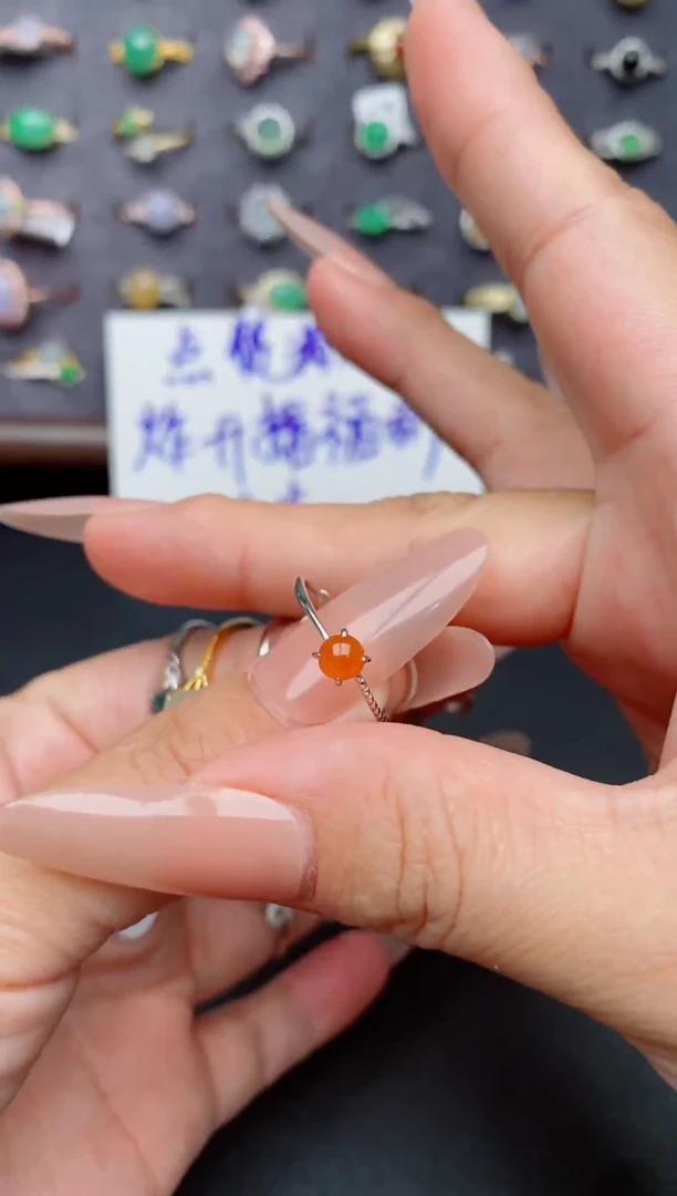 银S925镶嵌戒指翡翠天然翡翠A货111   1-
