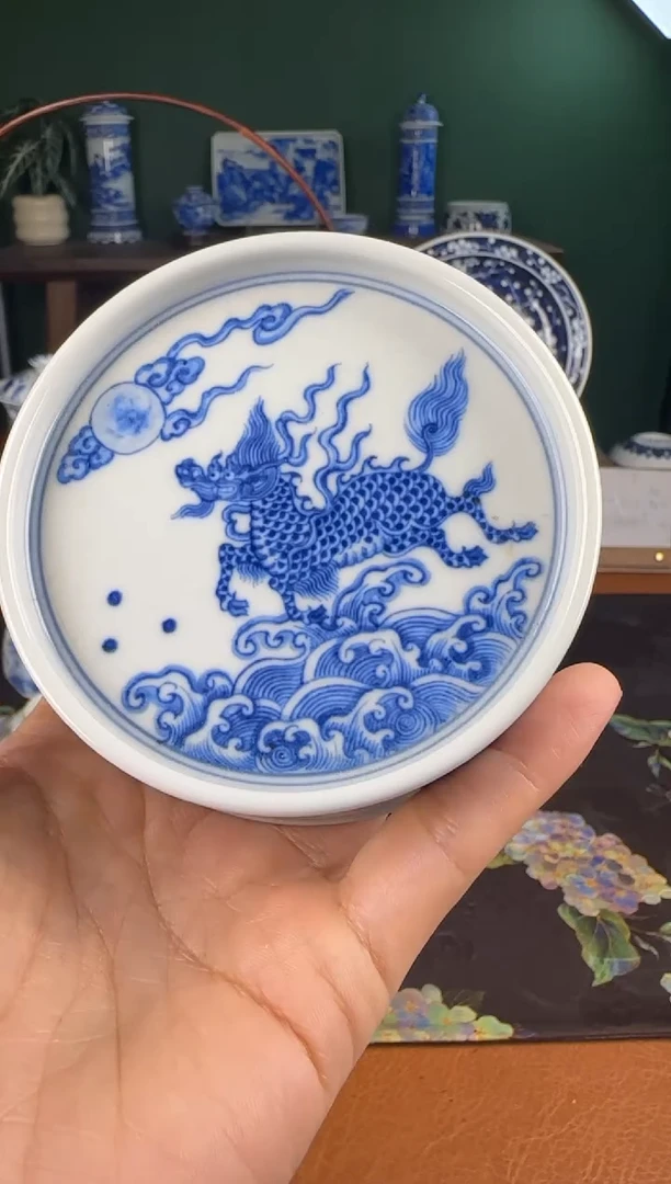 杯望月怀古。麒麟望月盖置