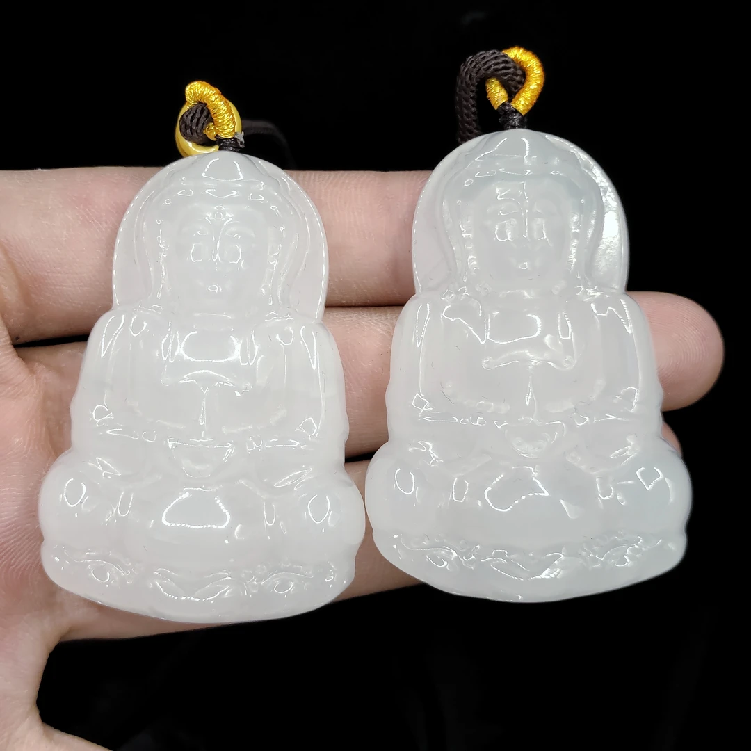 【老三珠宝】白冰玉观音吊坠赠绳子Y9【多样性发其一】约54-37-11mm