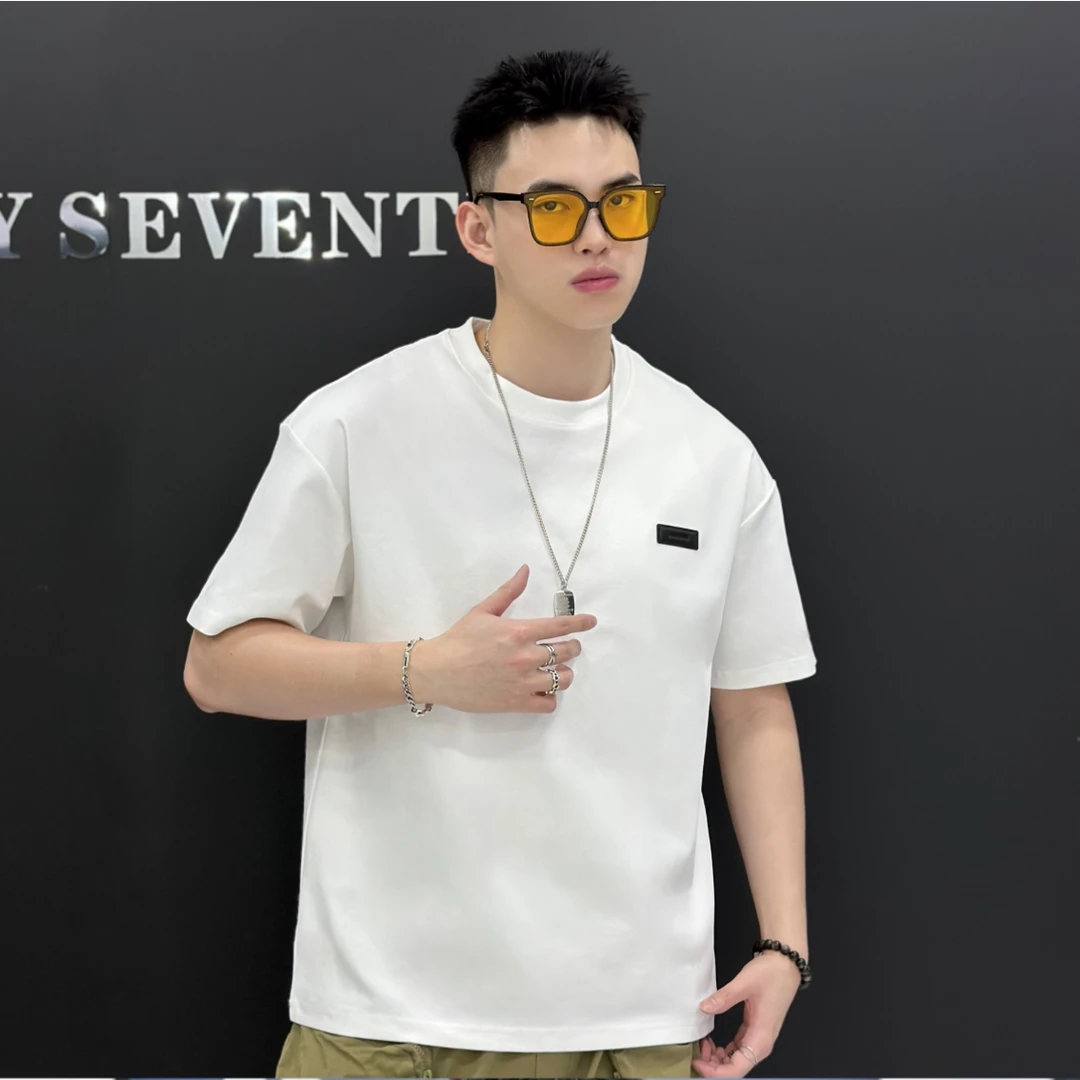 男款短袖T恤夏季新款印花舒适宽松圆领百搭男装上衣半袖t恤针织